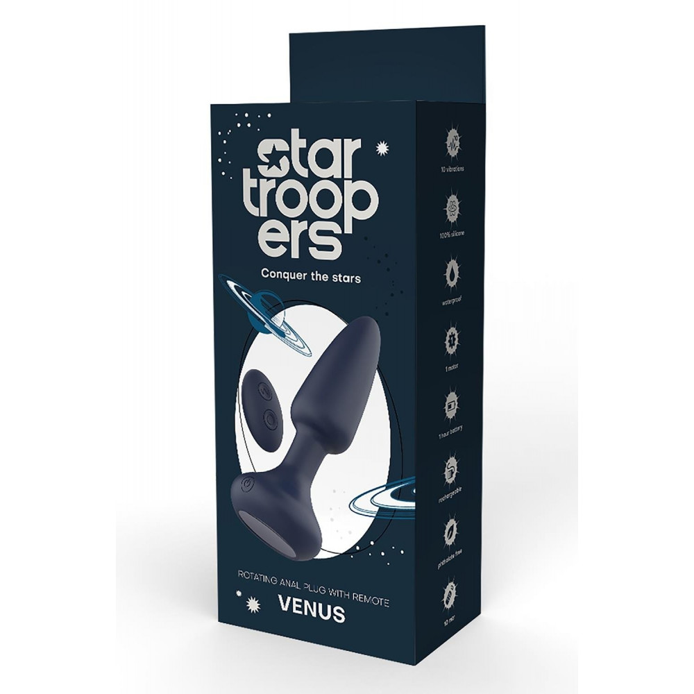 Анальные игрушки с вибрацией - Анальная пробка DreamToys Startroopers Venus с дистанционным пультом управления, черная 12
