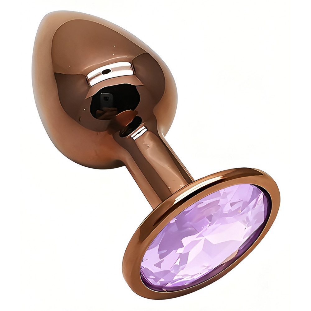 Разное - Анальная пробка с кристаллом EGZO - Dark Gold Round Plug Amethyst, size S 1