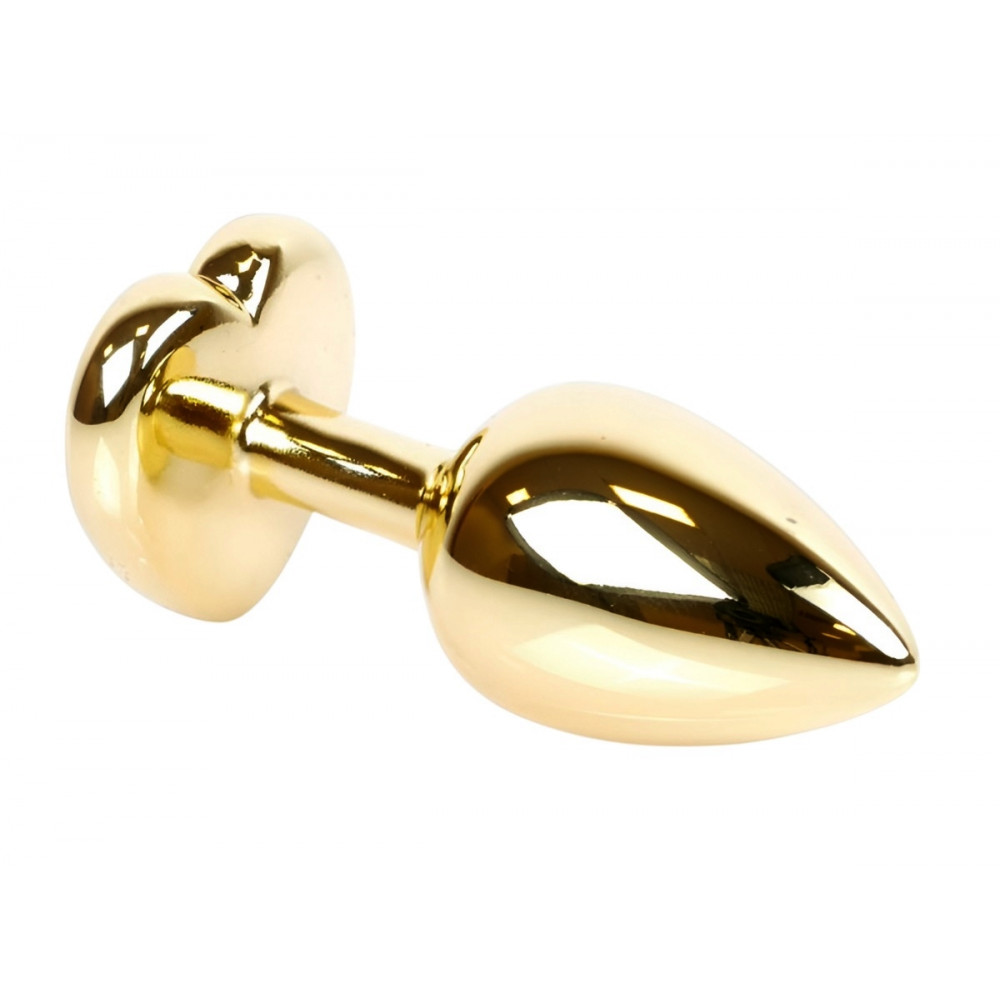  - Анальная пробка с кристаллом EGZO - Gold Heart Plug Black size M 2