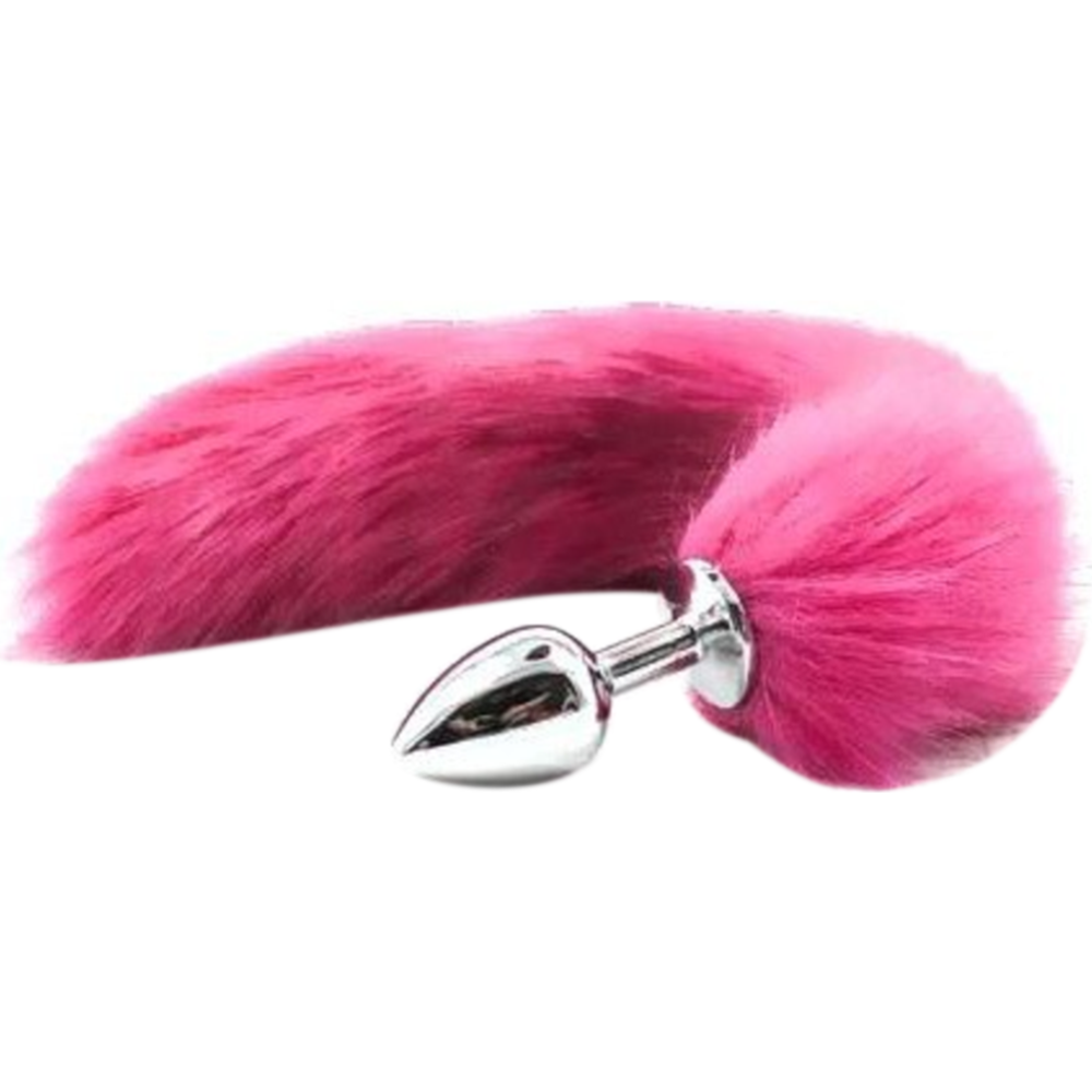 Анальные игрушки без вибрации - Анальная пробка S лисий хвост DS Fetish Anal plug S faux fur fox tail Pink polyeste