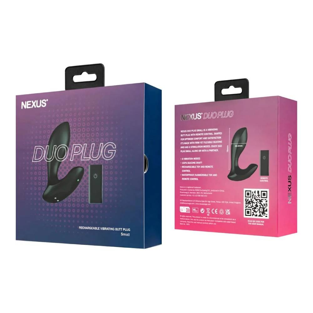 Секс игрушки - Анальная пробка с вибрацией и дистанционным пультом Nexus Duo Plug черная, 9.8 х 3.3 см 1