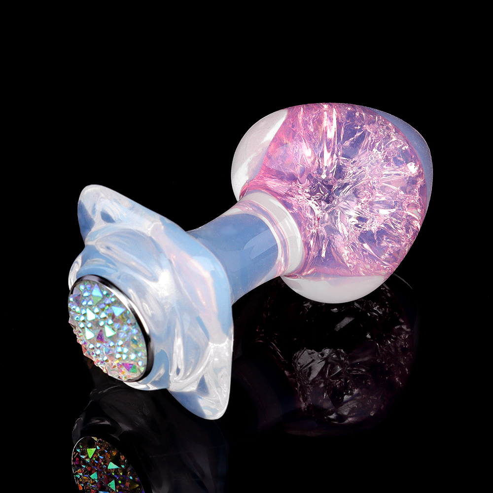 Анальные игрушки без вибрации - Анальная пробка сердечко UNIVIBE, силиконовая с камнем, розовая, 7.8 х 2.8 см