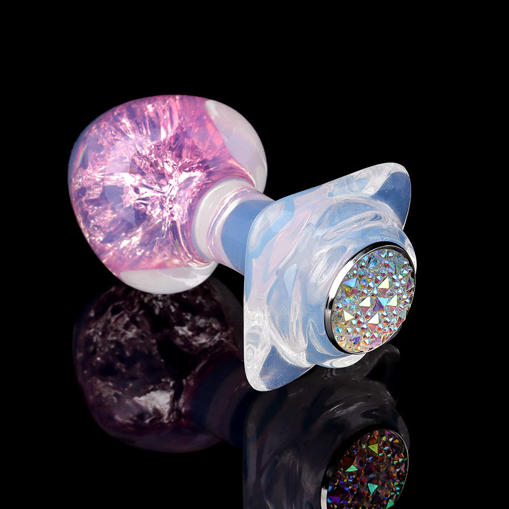 Анальные игрушки без вибрации - Анальная пробка сердечко UNIVIBE, силиконовая с камнем, розовая, 7.8 х 2.8 см 1