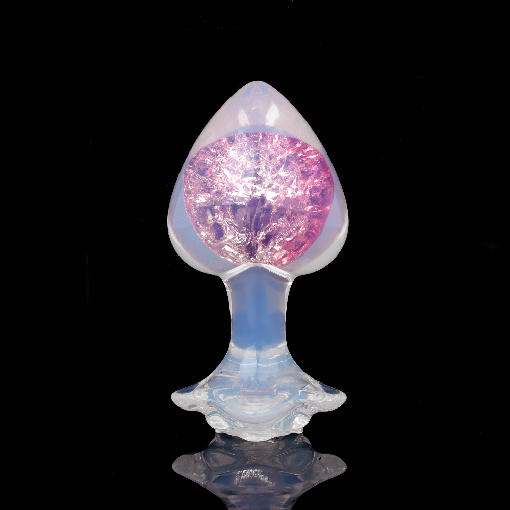 Анальные игрушки без вибрации - Анальная пробка сердечко UNIVIBE, силиконовая с камнем, розовая, 7.8 х 2.8 см 3