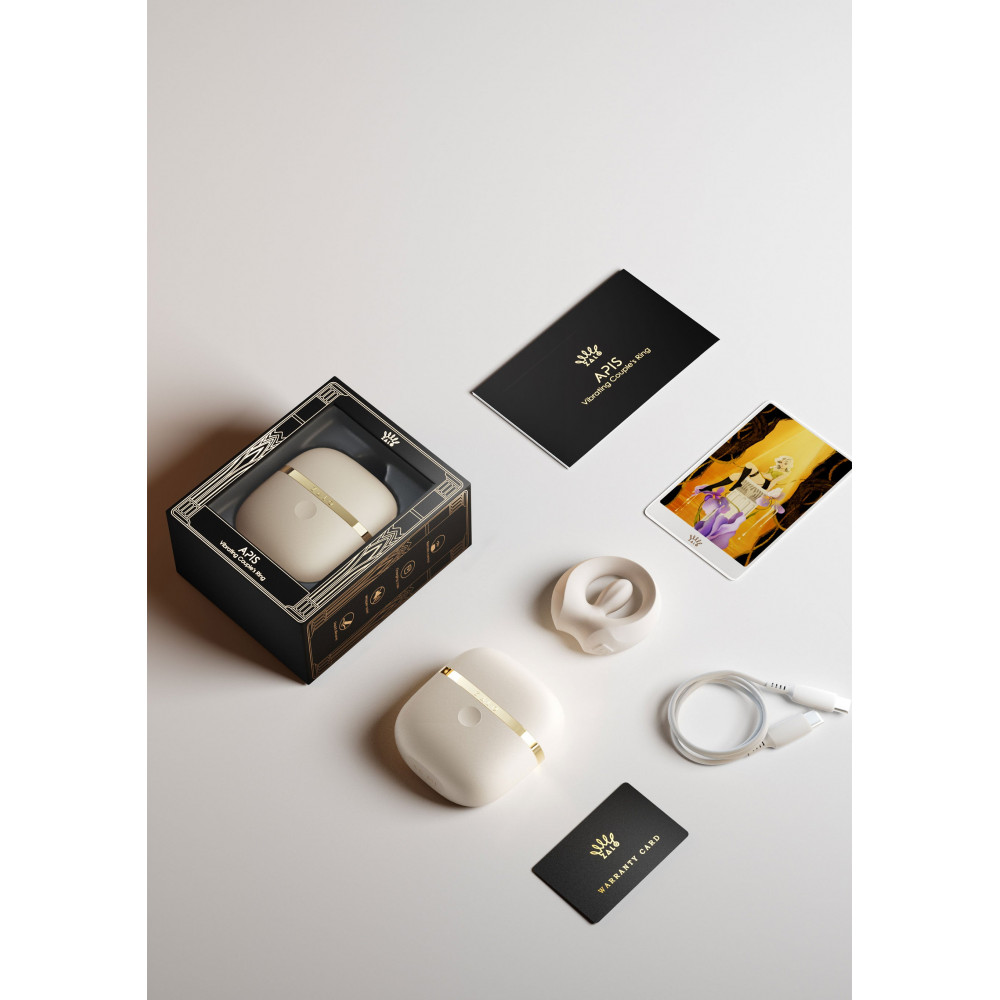 Ерекційні кільця з вібрацією - Ерекційне віброкільце Zalo Apis у футлярі, з додатком, біле, 6,3 × 3,2 см 7