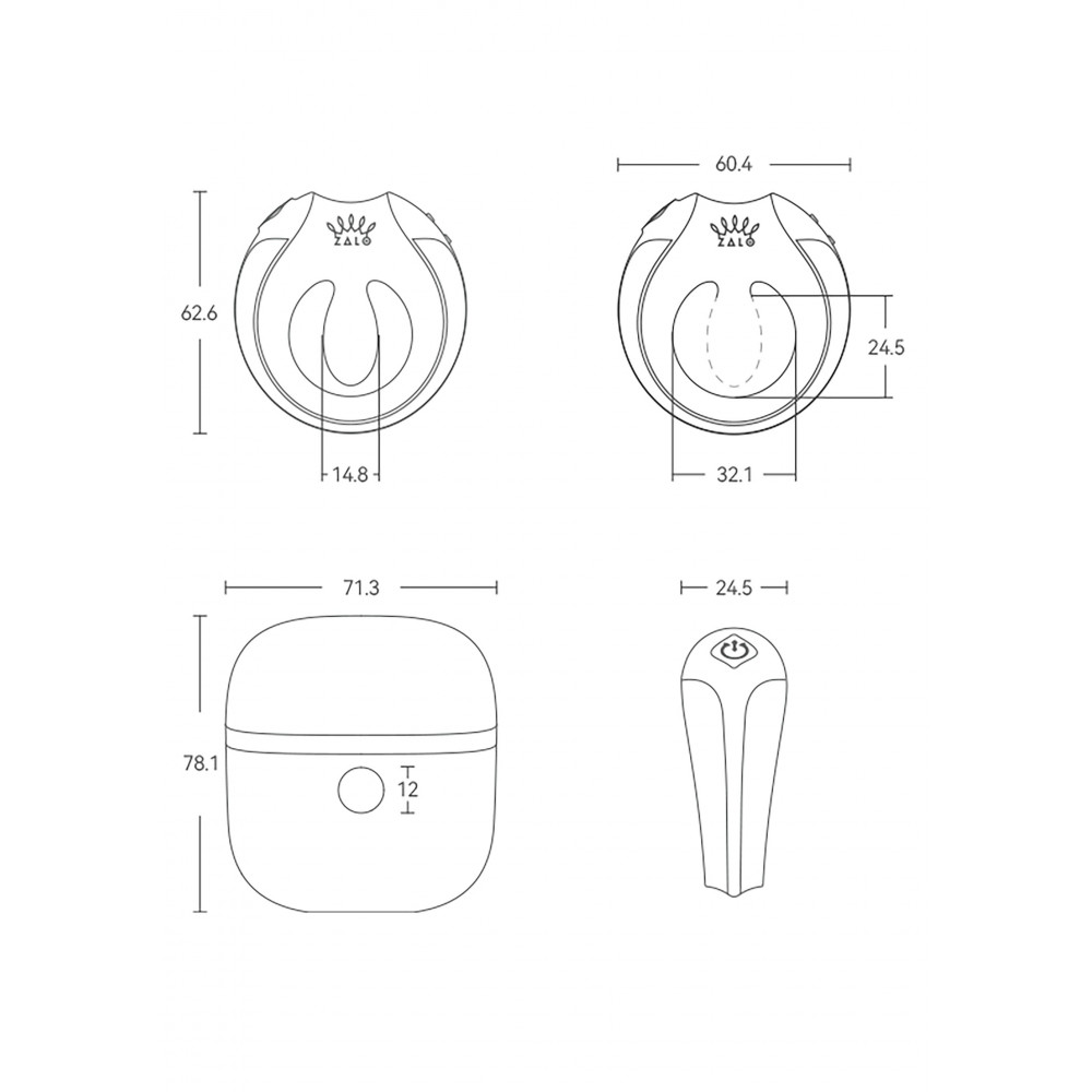 Ерекційні кільця з вібрацією - Ерекційне віброкільце Zalo Apis у футлярі, з додатком, біле, 6,3 × 3,2 см 5