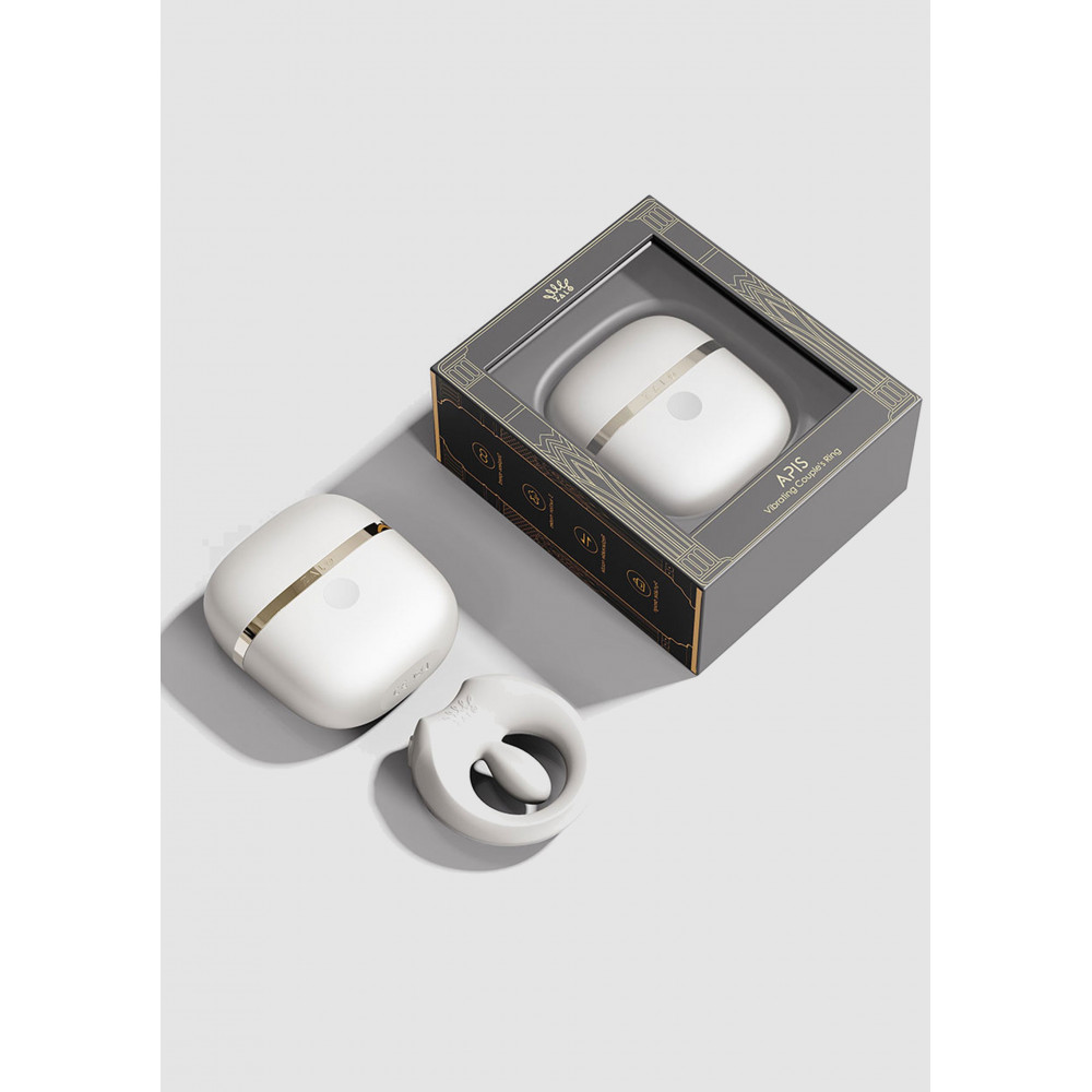 Ерекційні кільця з вібрацією - Ерекційне віброкільце Zalo Apis у футлярі, з додатком, біле, 6,3 × 3,2 см 1