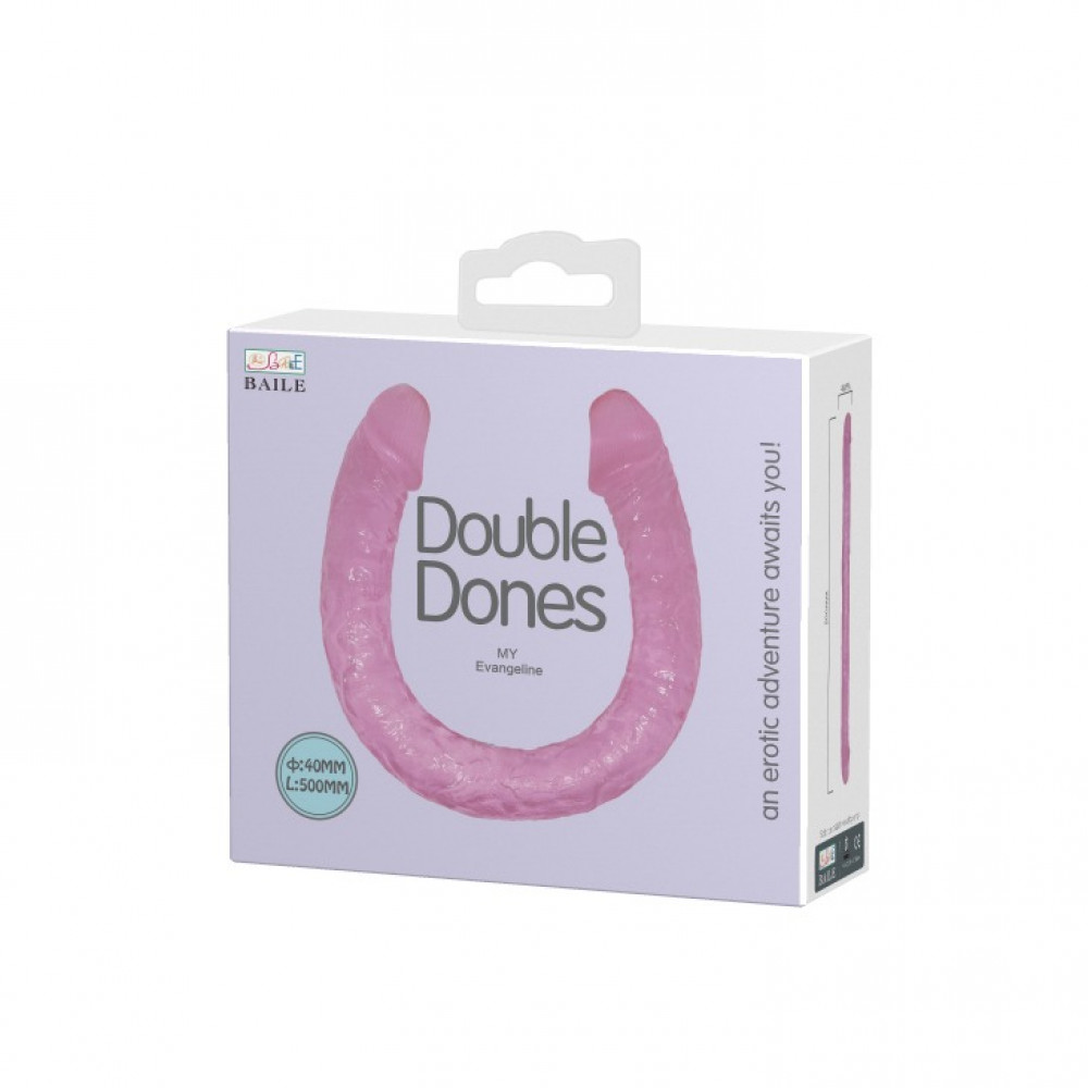  - Фалоімітатор двосторонній рожевий Double Dones 4