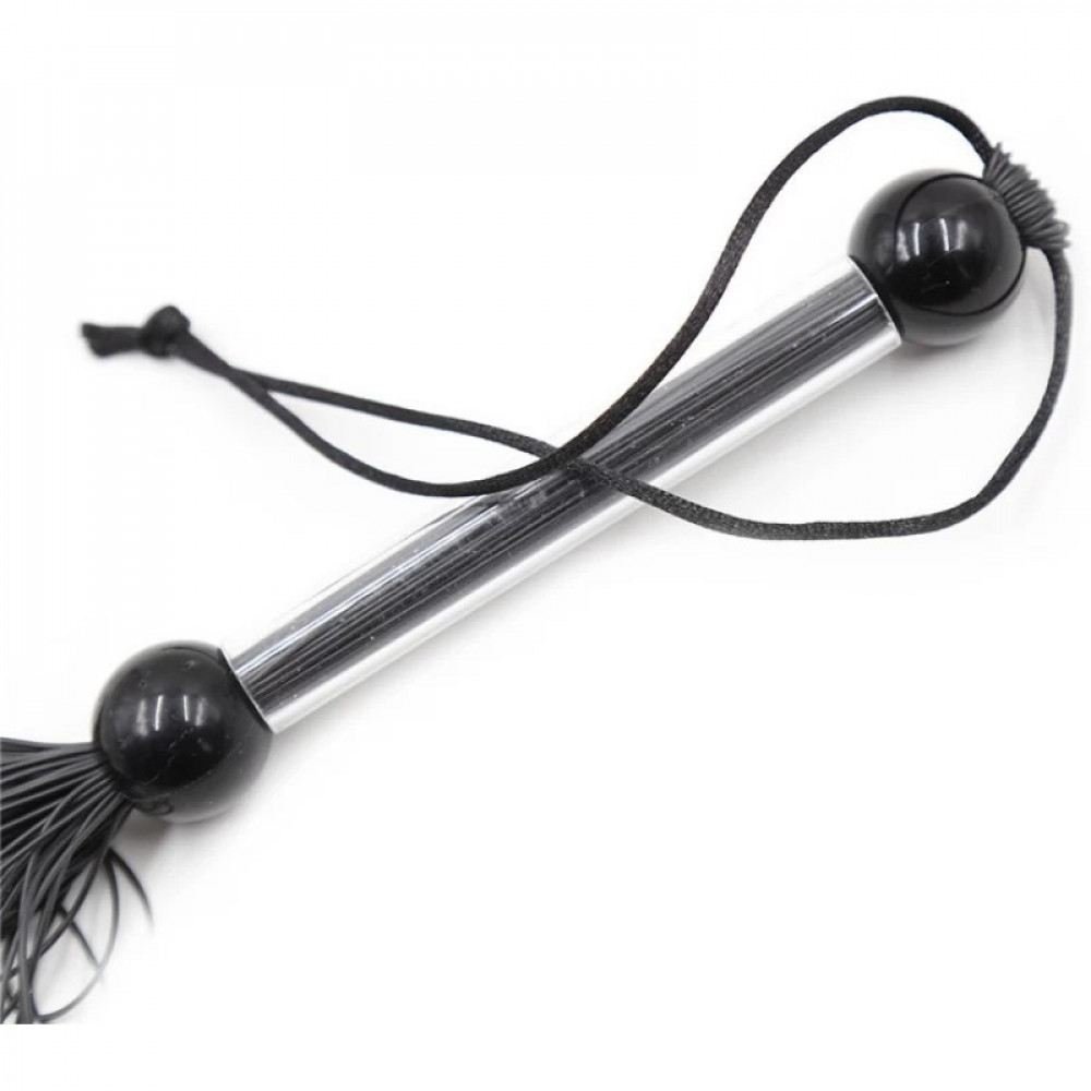 БДСМ игрушки - Кнут черный, прозрачная ручка FLOGGER, 28 см 2