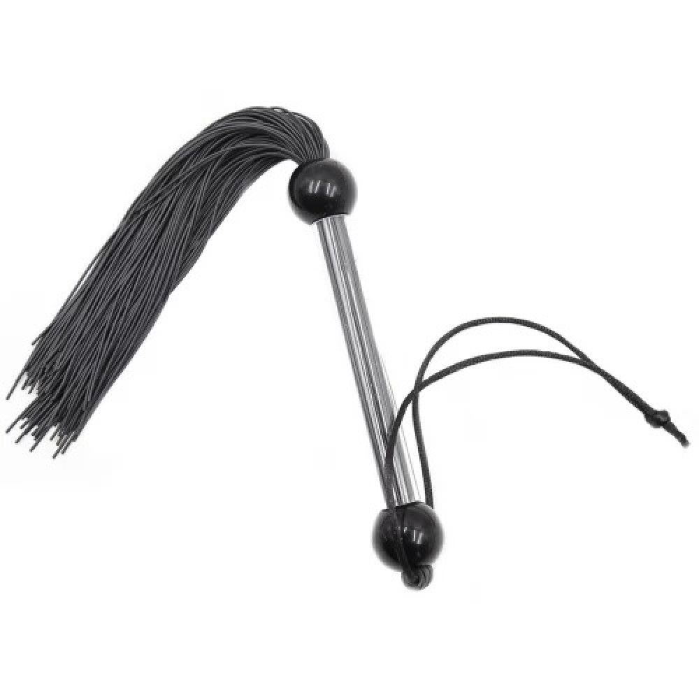 БДСМ игрушки - Кнут черный, прозрачная ручка FLOGGER, 28 см