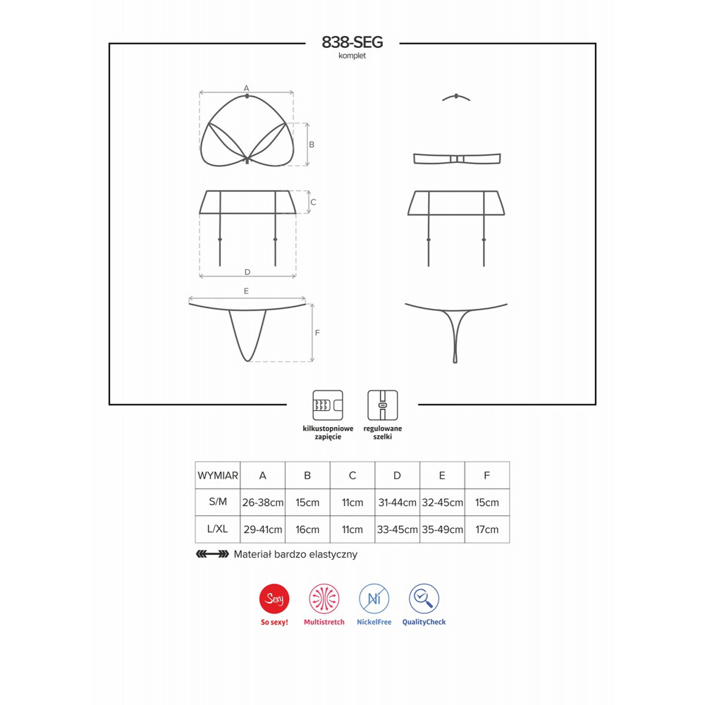 Разное - Комплект белья из красного кружевного гипюра из 3-х предметов Obsessive Adore 838, размер S/M 7