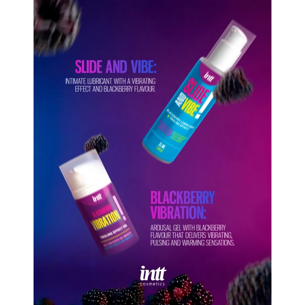 Оральні змазки - Лубрикант съедобный Intt SLIDE AND VIBE! с ароматом ежевики, 35 мл 3