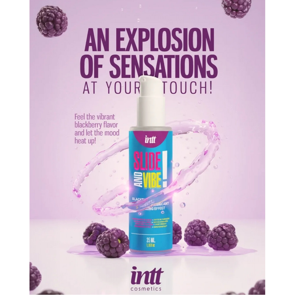 Оральні змазки - Лубрикант съедобный Intt SLIDE AND VIBE! с ароматом ежевики, 35 мл 1