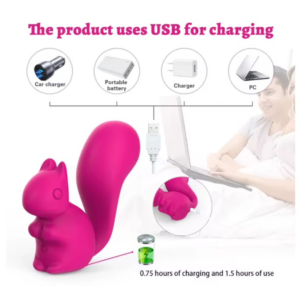 Вибропули и мини-вибраторы - Мини-вибратор клиторальный Every Night Toys Debbie в форме белочки фиолетовый, 10 режимов вибрации 1