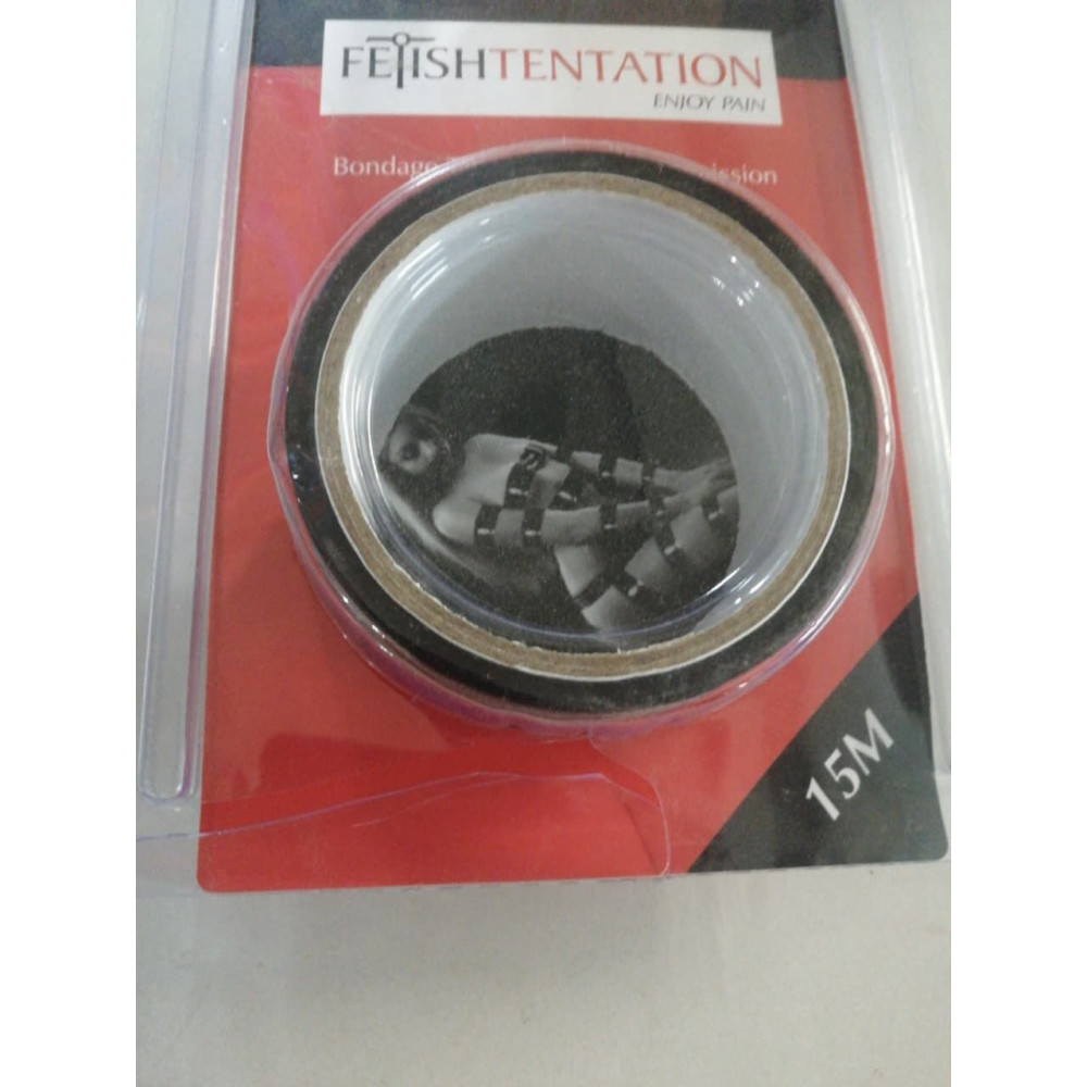 Секс игрушки - Скотч для бондажа Fetish Tentation Black (15м) (лопнута упаковка!!!) 1