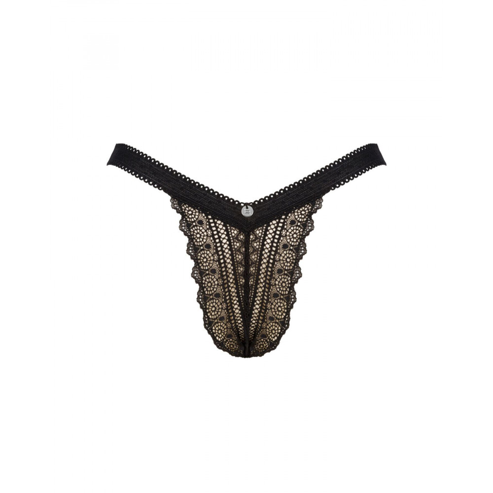 Сексуальные трусики - Кружевные трусики с заниженной талией Obsessive Estiqua panties XS/S, black 3