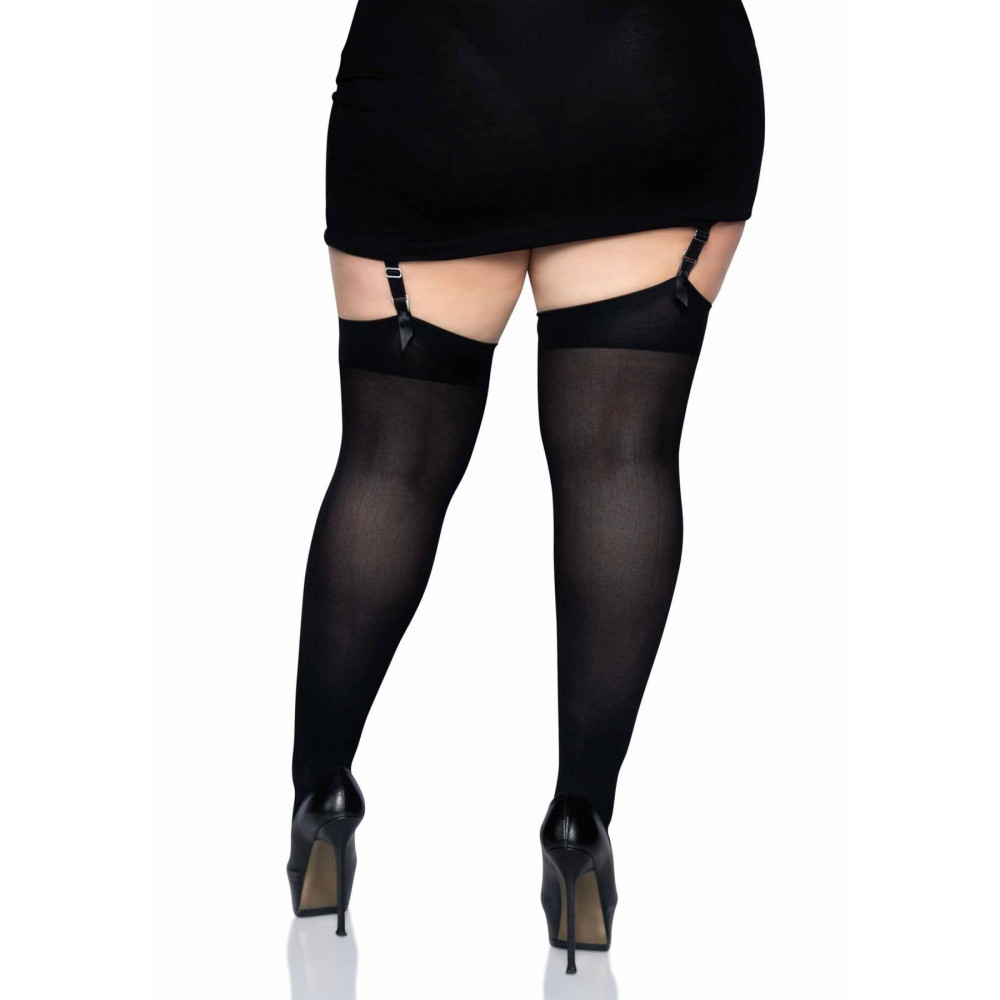 Чулки - Плотные непрозрачные чулки Leg Avenue Nylon Thigh Highs Black, plus size 4