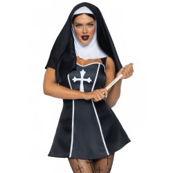 Костюм монашки Leg Avenue Naughty Nun XS, платье, головной убор