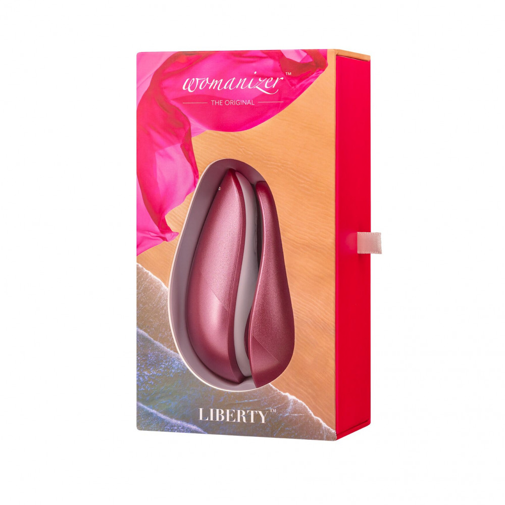 Вибраторы вакуумные - Вакуумный клиторальный стимулятор Womanizer Liberty Pink, магнитная крышка, 2 насадки 2