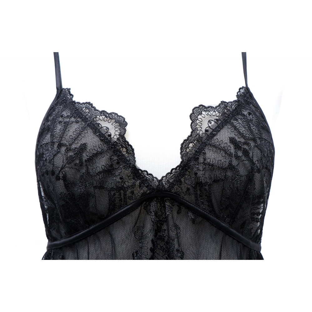 Різне - Рубашка еротична UPKO, розмір M, з вишивкою та підкладкою із сітки, чорна 7