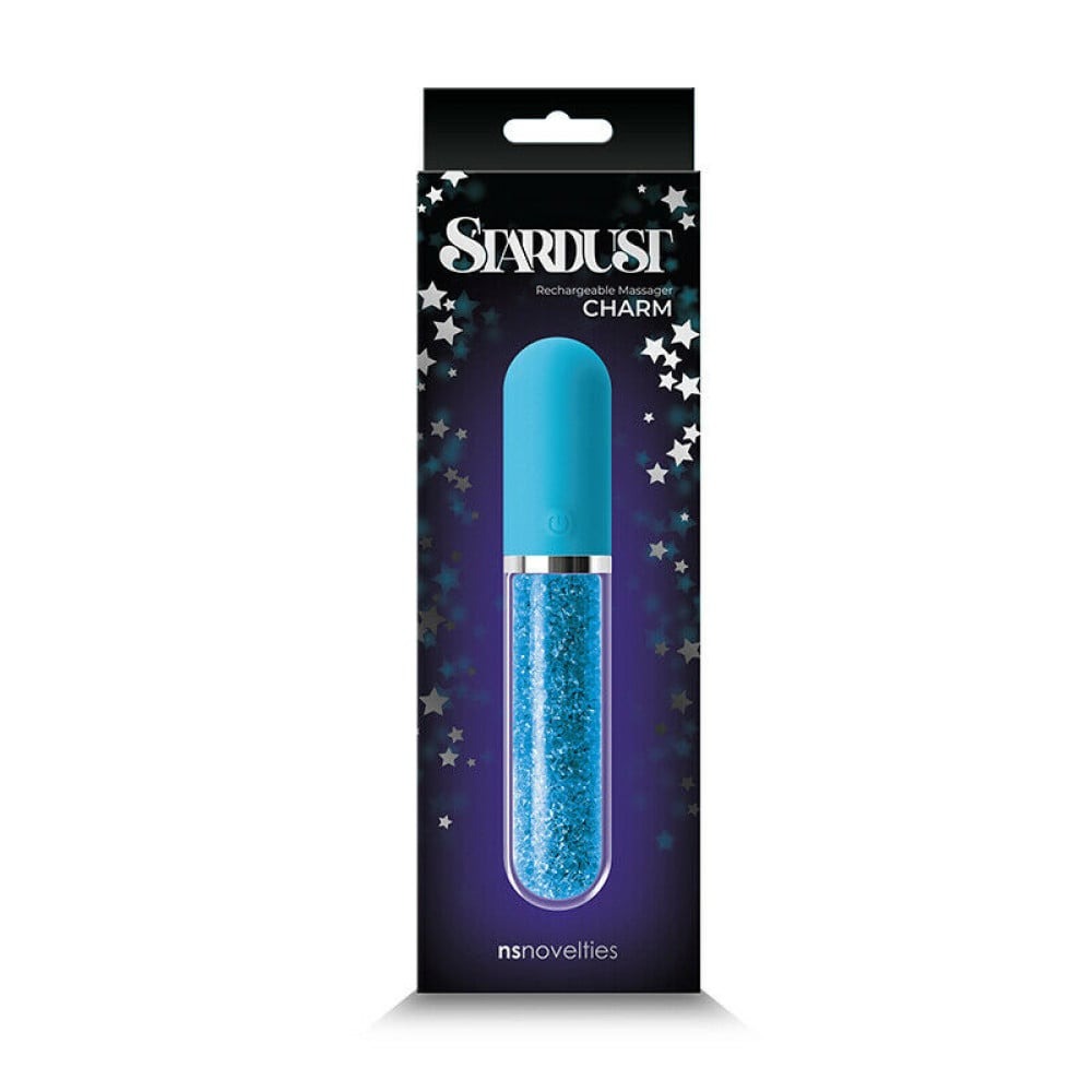  - Стеклянный вибратор с кристаллами NS Novelties Stardust Charm голубой 1
