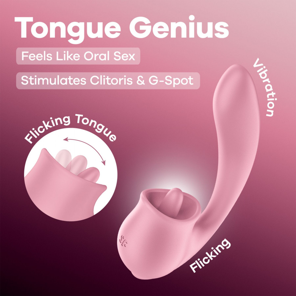 Вибратор-кролик - Вагинально-клиторальный вибратор Satisfyer Tongue Genius с язычком 5