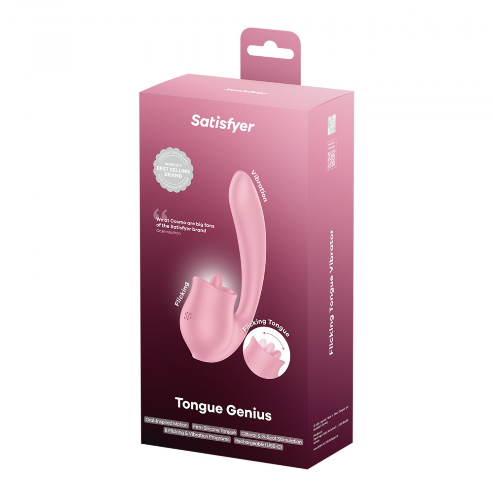 Вибратор-кролик - Вагинально-клиторальный вибратор Satisfyer Tongue Genius с язычком 4