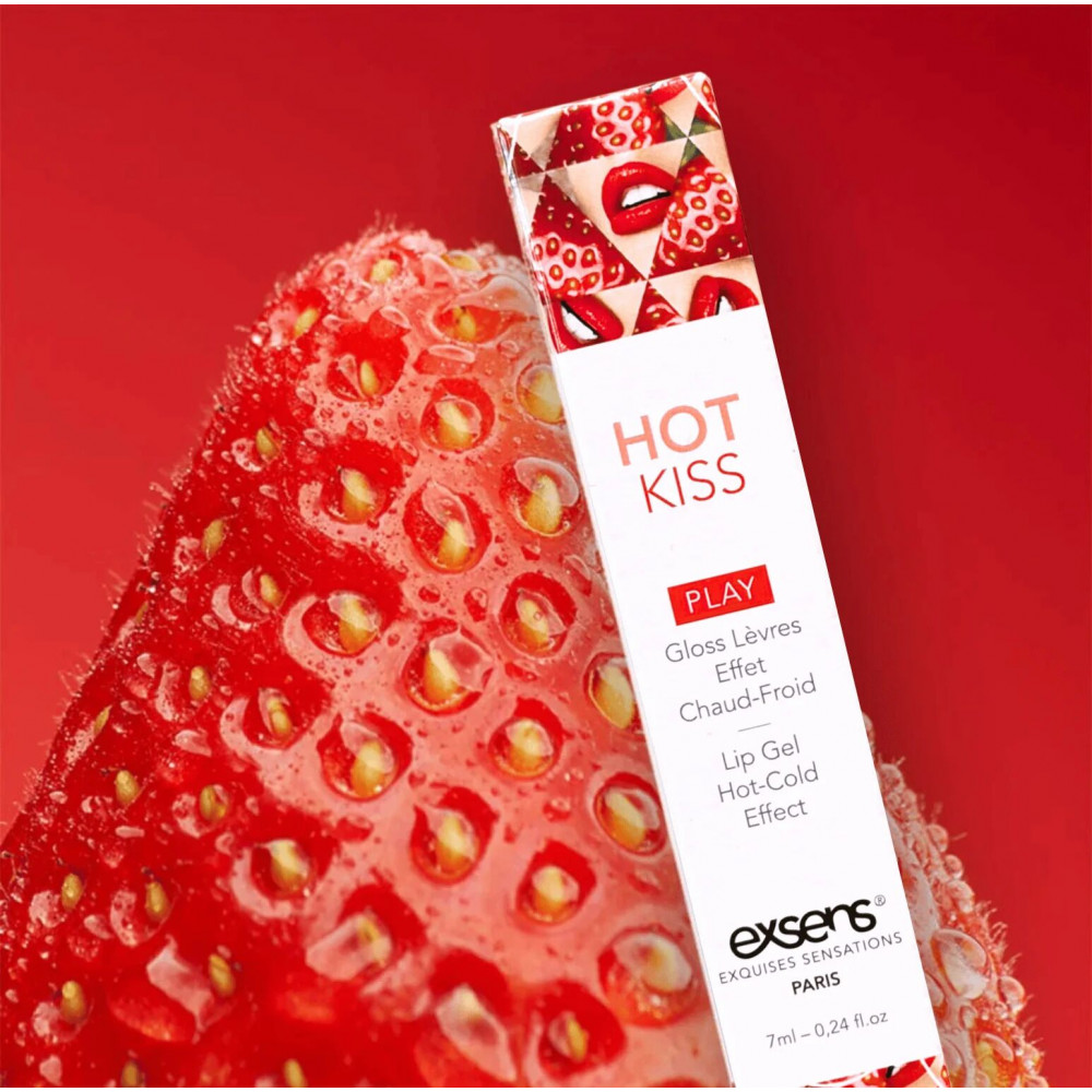  - Стимулювальний блиск для губ EXSENS Strawberry Hot Kiss 7 мл, зігріває та охолоджує 3