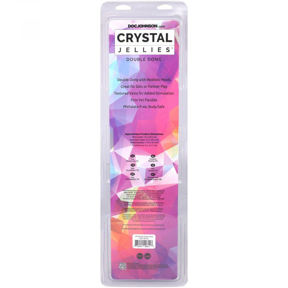 Двосторонні ділдо та фалоімітатори - Фалоімітатор двосторонній Doc Johnson Crystal Jellies Double Dong 2