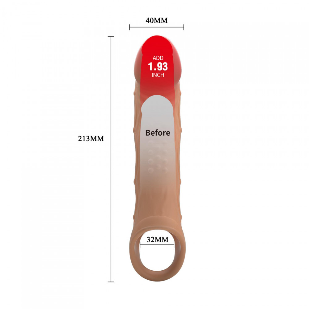 - Удлиняющая насадка с вибростимуляцией ( на 4.9 см ) Pretty Love - BRAD Penis Sleeve, BI-026240Z-1 7