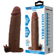 Подовжуюча насадка з вібростимуляцією Pretty Love - Xerxes Vibrating Penis Sleeve Brown, BI-026282Z-1