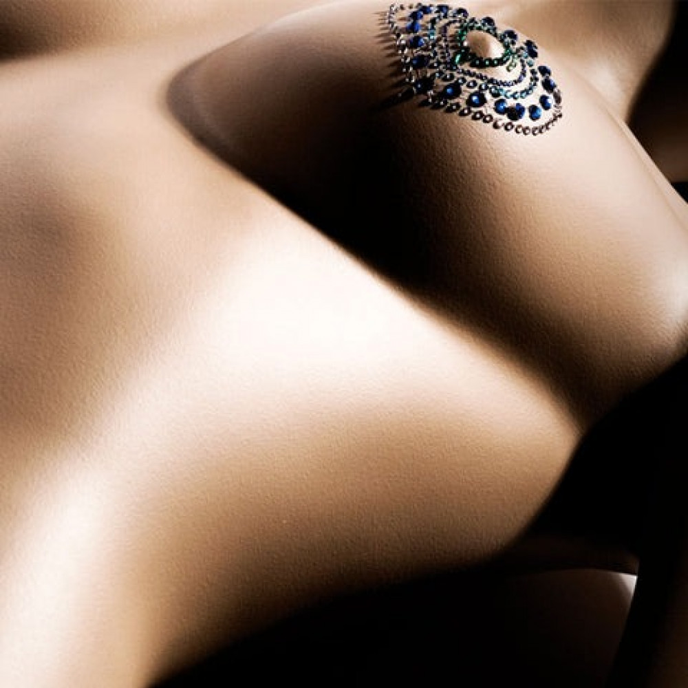 Різне - Прикраси для грудей та бікіні зі стразами Bijoux Indiscrets Flamboyant смарагдово-блакитний