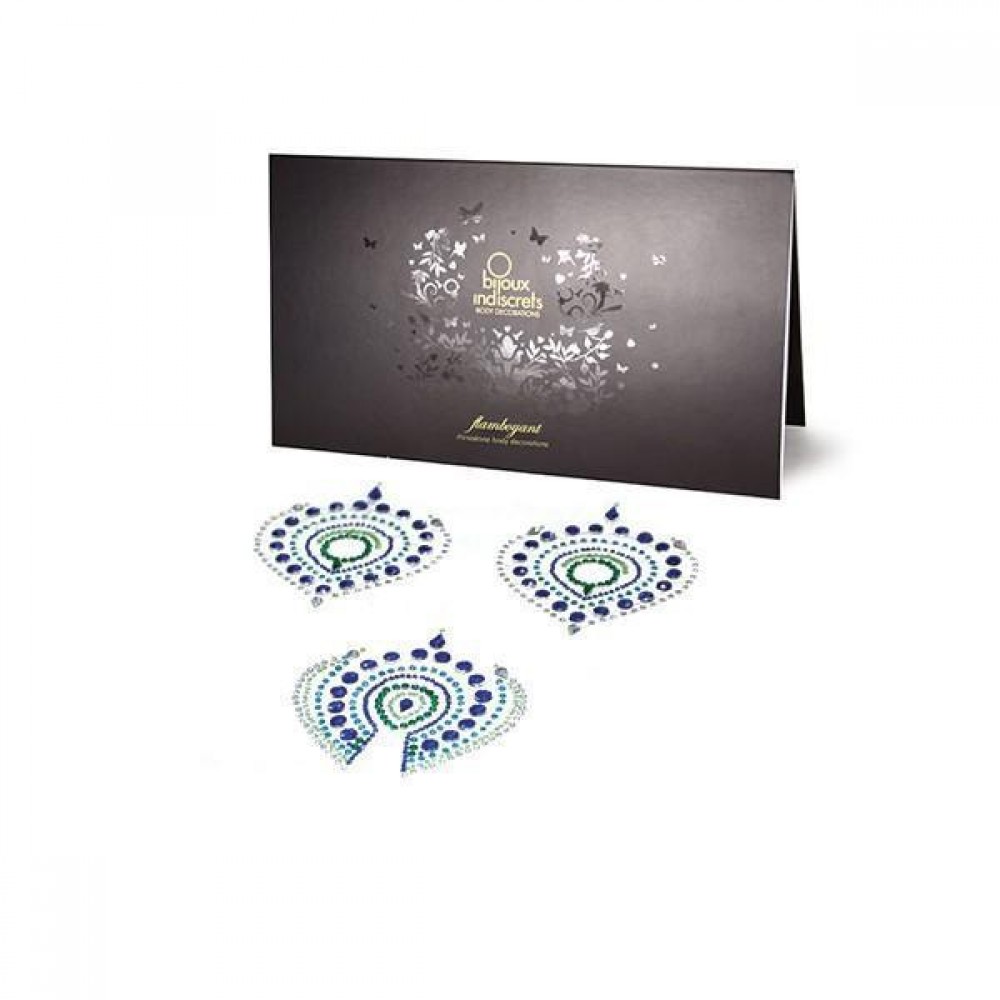 Різне - Прикраси для грудей та бікіні зі стразами Bijoux Indiscrets Flamboyant смарагдово-блакитний 7