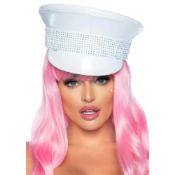 Военная шляпа со стразами One Size Rhinestone Trimmed Military Hat от Leg Avenue, белая