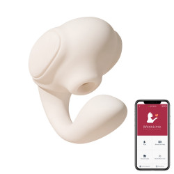 Вибратор 3в1 BeYourLover TILLY с вакуумом, с приложением, пульсацией и управлением сжатием, бежевый