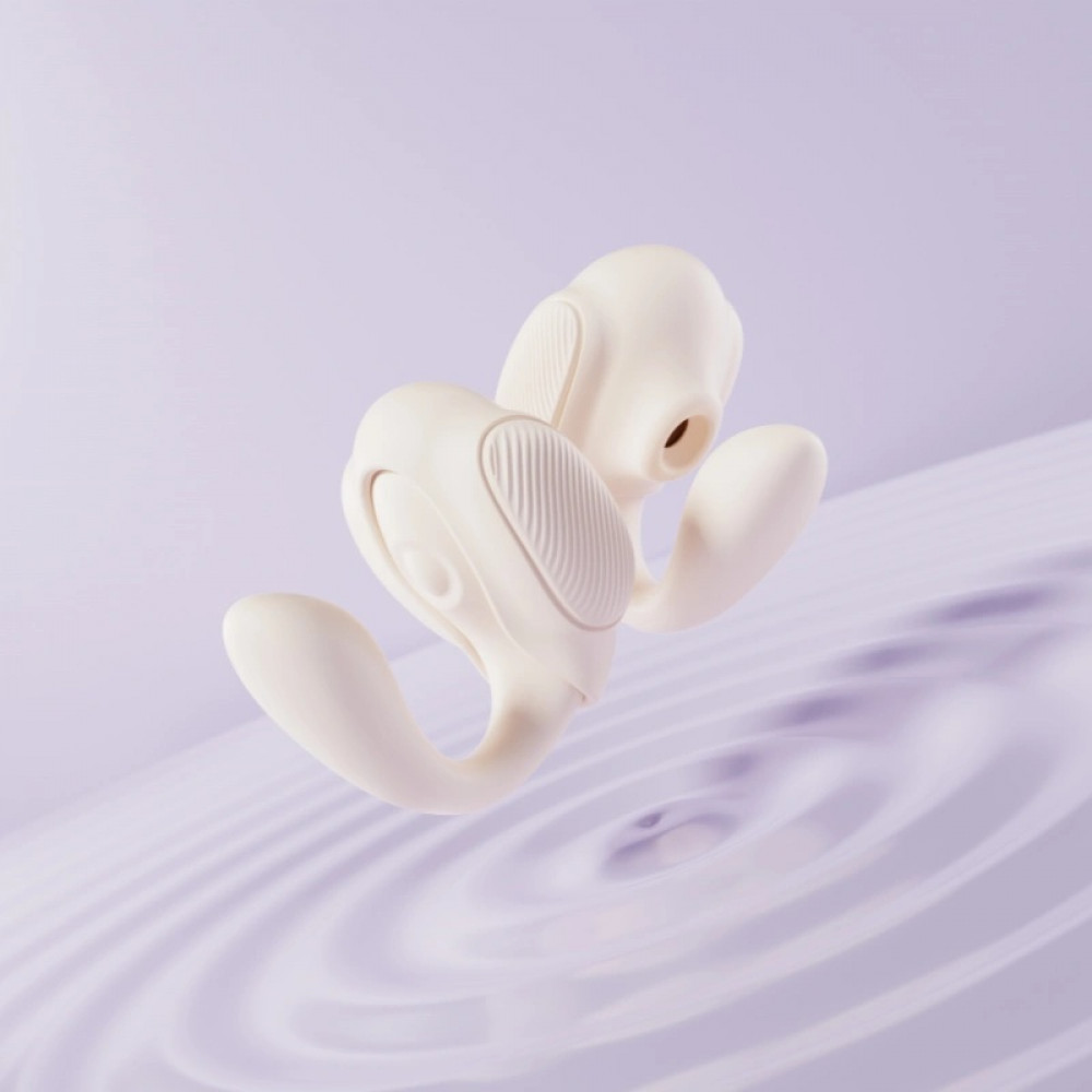 Вибратор-кролик - Вибратор 3в1 BeYourLover TILLY с вакуумом, с приложением, пульсацией и управлением сжатием, бежевый 10