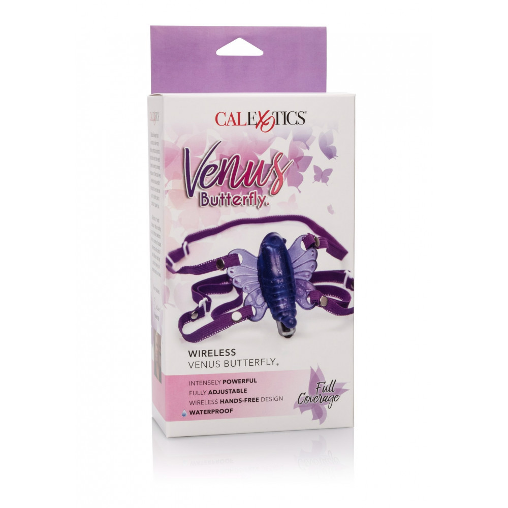 Секс игрушки - Вибратор-бабочка для клитора California Exotic, на ремнях, фиолетовый, 8 х 8 см 1