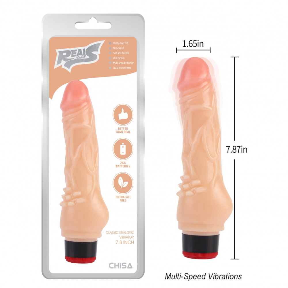 Разное - Вибратор реалистичный Chisa Real Touch S на батарейках, бежевый 5