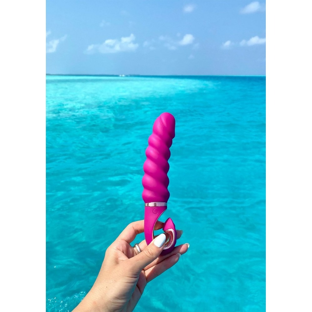 Різне - Вібратор рельєфний Gjack Mini Gvibe, фіолетовий, 19 х 3.5 см 2