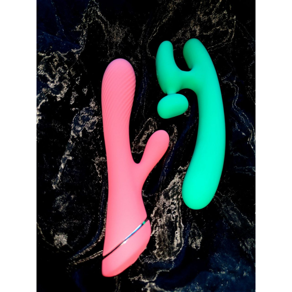 Разное - Вибратор в форме буквы ,,Н,, со стимуляцией клитора Chisa Lust Ripple Hreindyri, зеленый 10