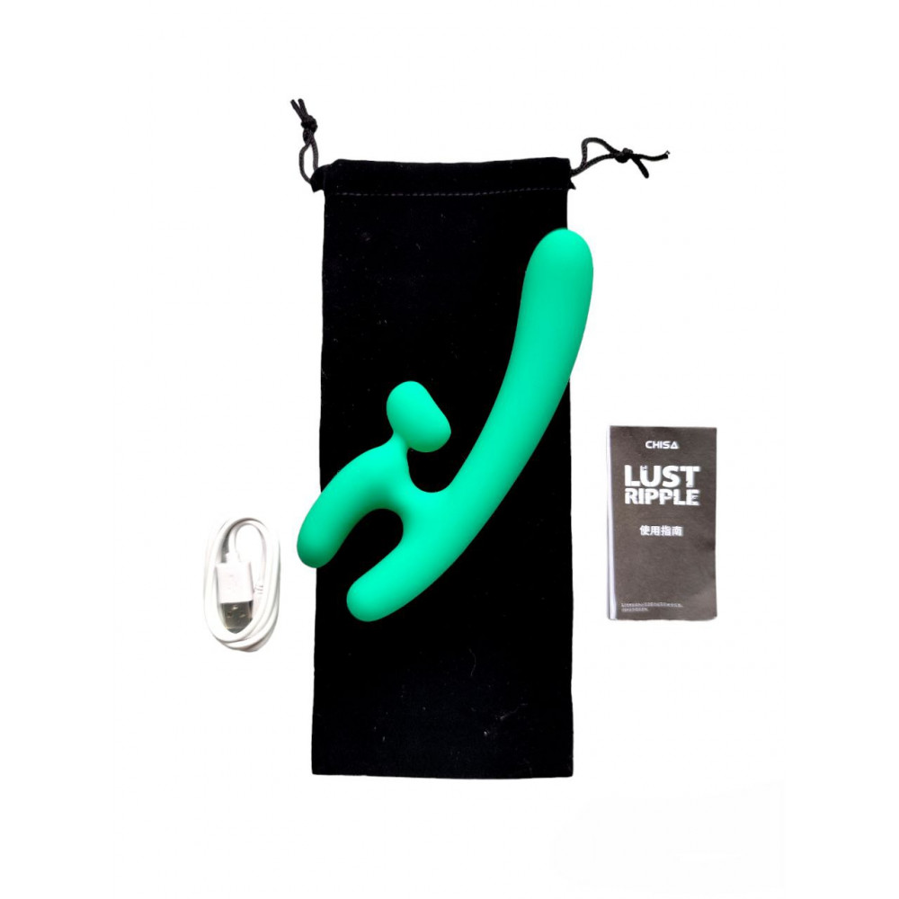 Разное - Вибратор в форме буквы ,,Н,, со стимуляцией клитора Chisa Lust Ripple Hreindyri, зеленый 7