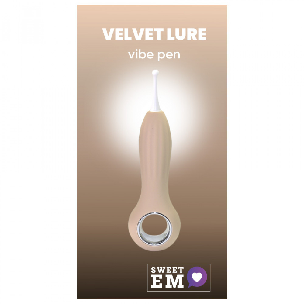 Вибропули и мини-вибраторы - Вибратор точечный с насадками Sweet Em для клитора, бежевый, 14.5 см