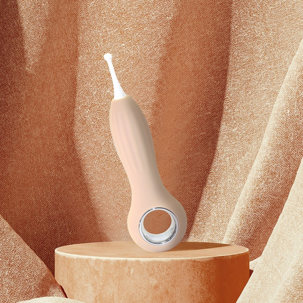 Вибропули и мини-вибраторы - Вибратор точечный с насадками Sweet Em для клитора, бежевый, 14.5 см 5