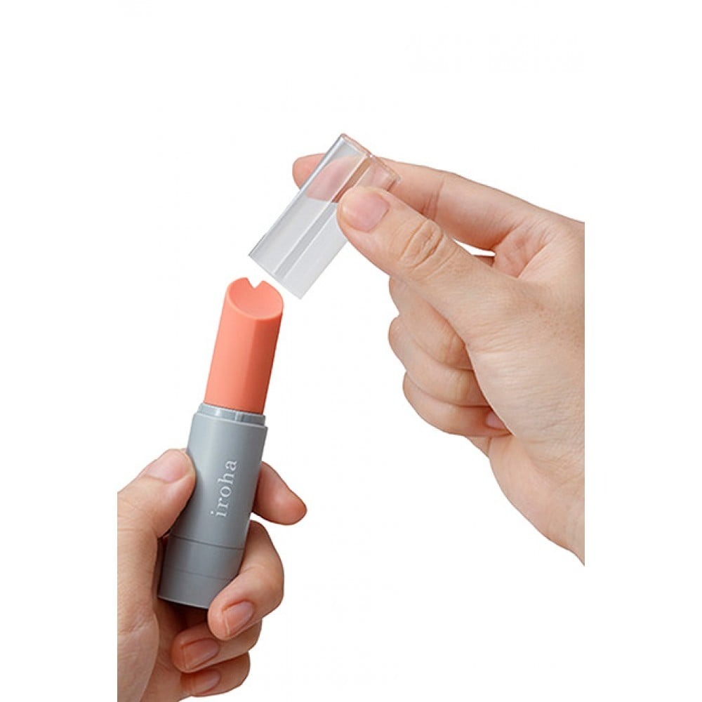 Секс игрушки - Вибропуля в виде помады Iroha Stick Tenga, медицинский силикон, оранжевая с серым 2