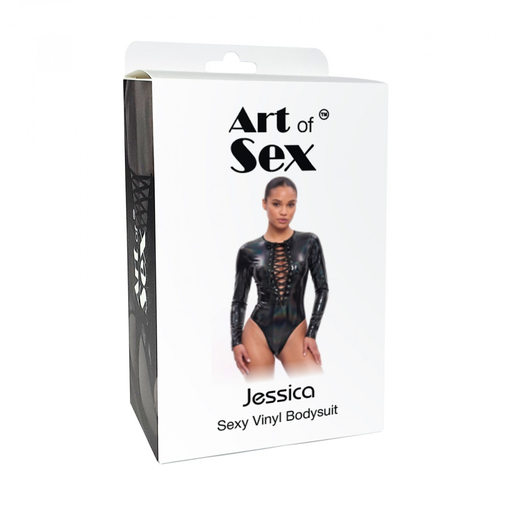 - Вінілове боді з рукавами Art of Sex - Jessica, з ефектом мокрого оксамиту, розмір XL 2
