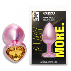 Анальная пробка с кристаллом EGZO - Pink Perl Heart Plug Yellow, size S