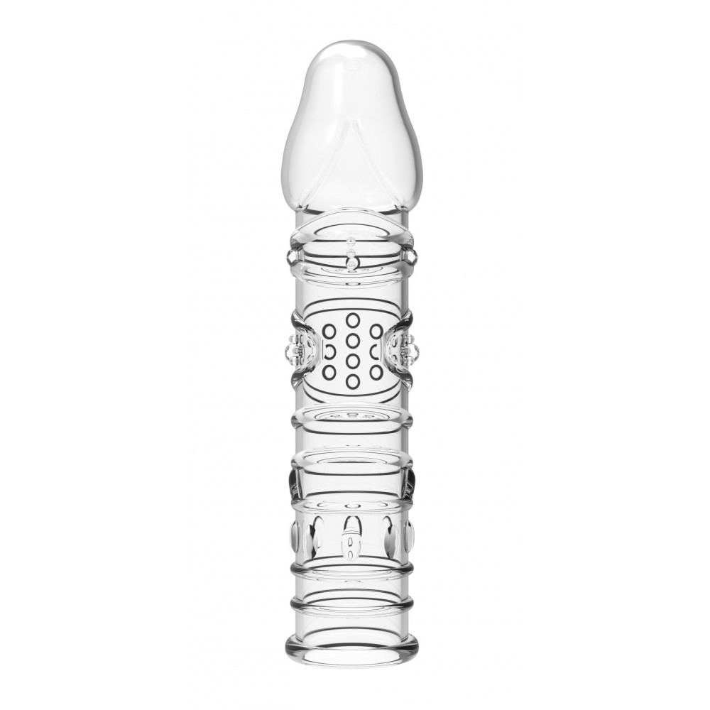 - Стимулююча насадка-презерватив Meleon - Black Dragon Crystal Wolf tooth sleeve, PS-39 1