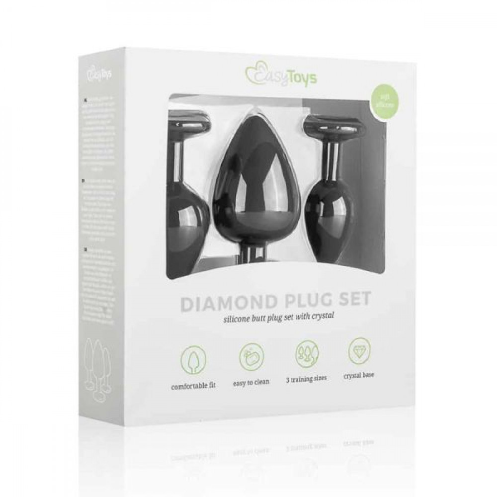 Подарочные наборы - Набор анальных пробок Anal Diamond plug, Black 4