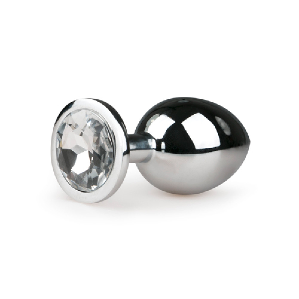 Секс игрушки - Анальная пробка Easytoys с белым кристаллом, серебряная, 8.4 х 3.2 см