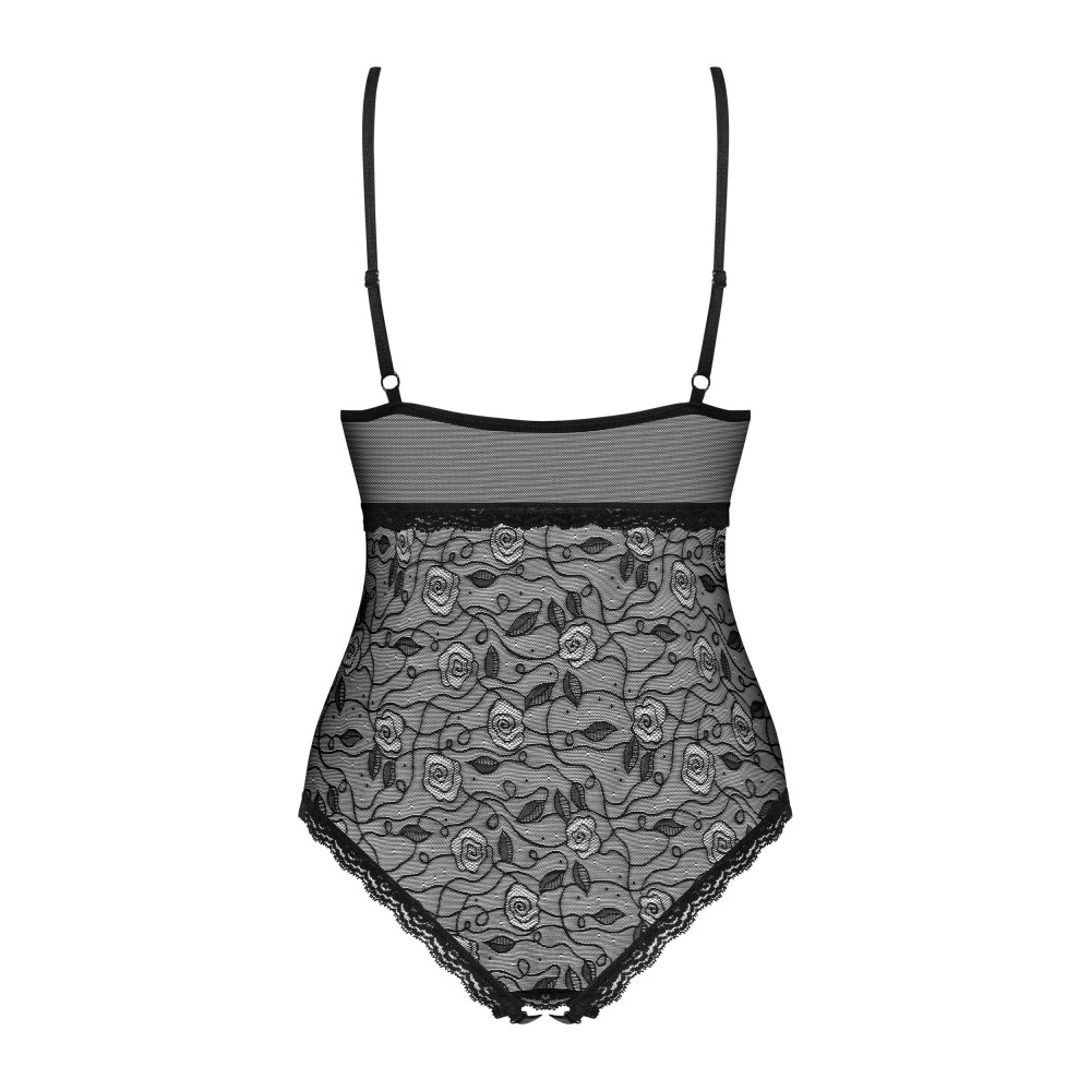 Разное - Боди Obsessive 818-TED-1 черный с вышивкой S/M 4